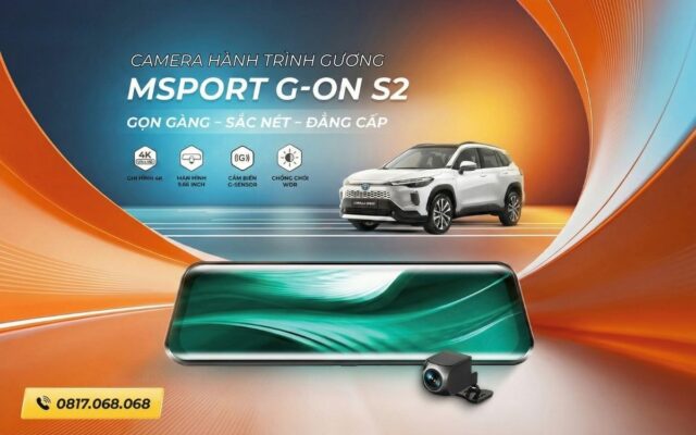 Camera hành trình gương MSPORT G-ON S2 ghi hình 4K