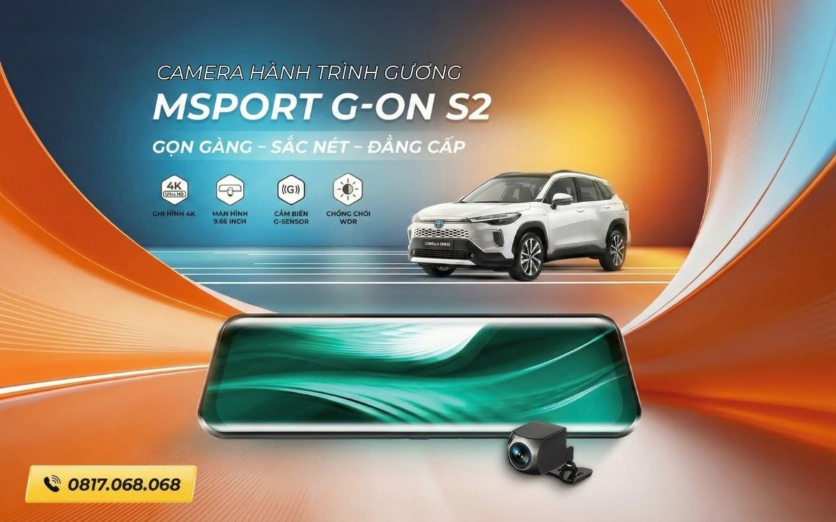 Camera hành trình gương MSPORT G-ON S2 ghi hình 4K