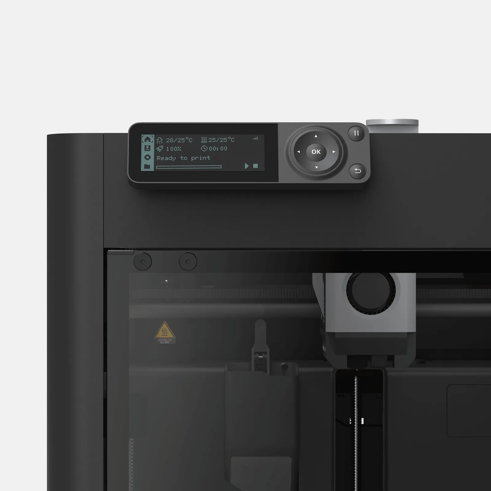 Máy in 3D Bambu Lab P1S, cận cảnh đầu in và màn hình